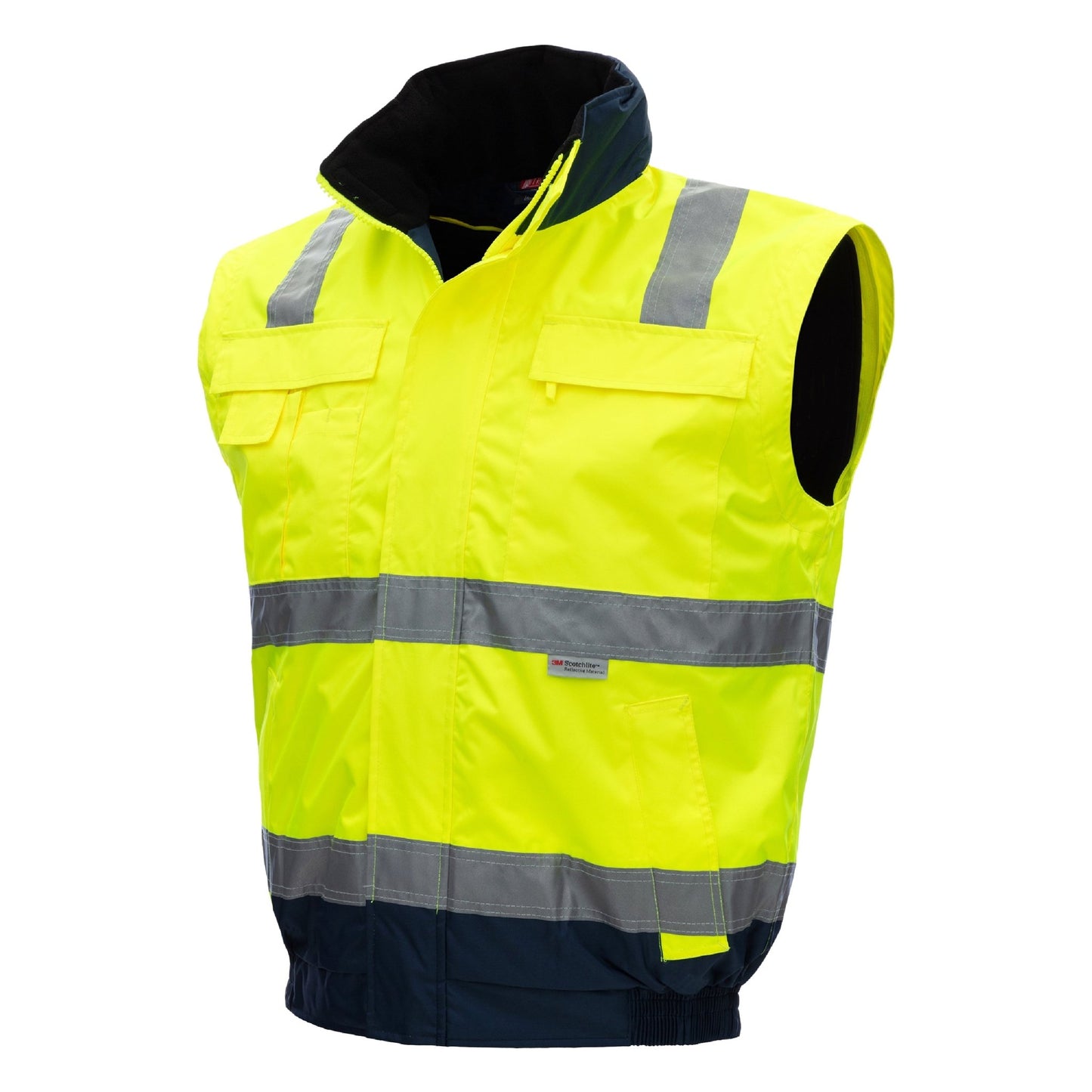 NITRAS MOTION TEX VIZ PLUS, veste pilote haute visibilité, jaune fluo / bleu marine