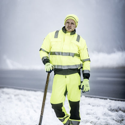 NITRAS MOTION TEX VIZ PLUS, veste pilote haute visibilité, jaune fluo / bleu marine