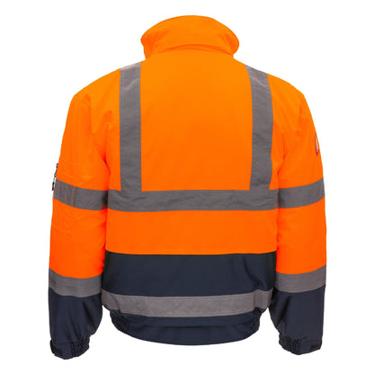 NITRAS MOTION TEX VIZ, veste pilote haute visibilité, orange fluo/bleu marine