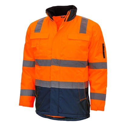 NITRAS MOTION TEX VIZ, parka haute visibilité, orange fluo/bleu marine