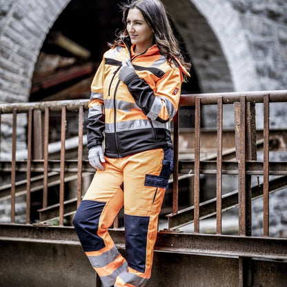 NITRAS MOTION TEX VIZ, veste softshell haute visibilité, orange fluo/noir