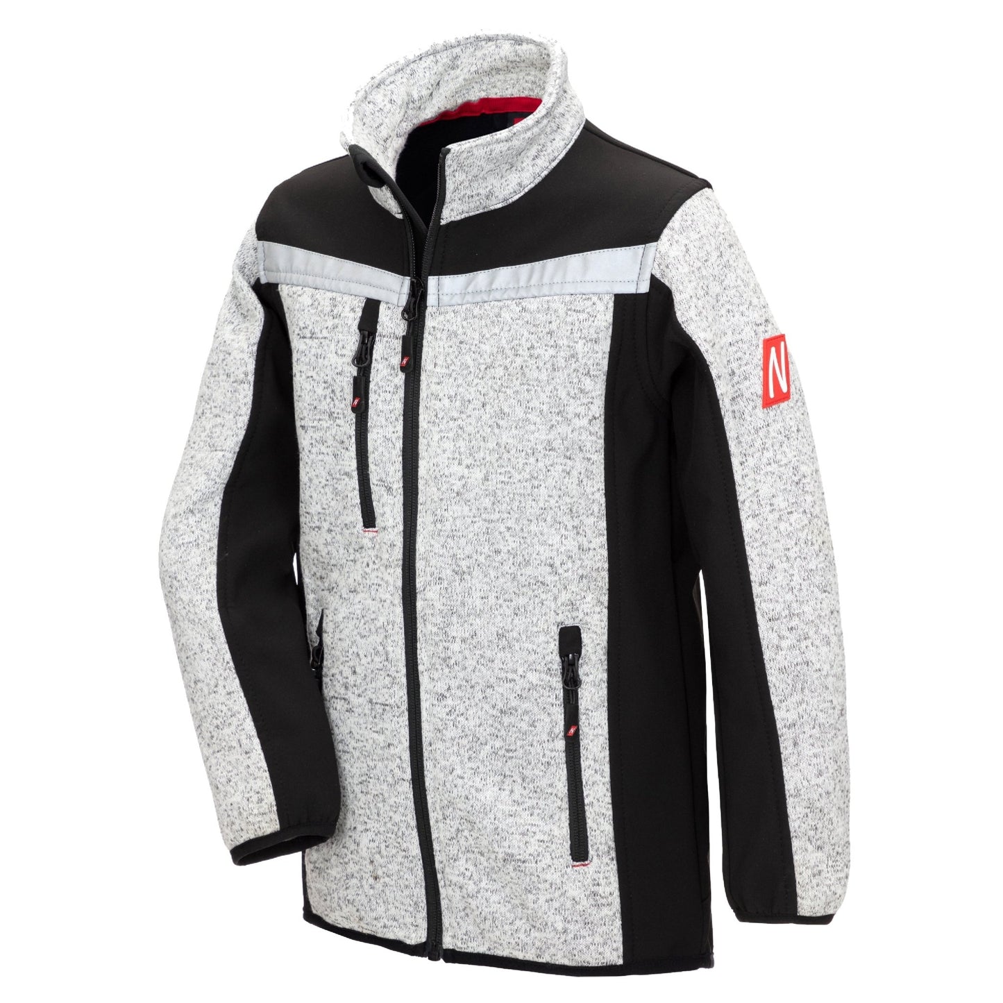 NITRAS MOTION TEX KIDS, veste softshell tricotée, gris clair / noir