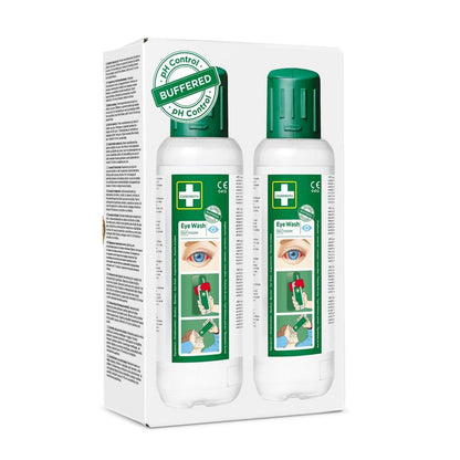 Le rinçage oculaire Cederroth 2 x 500 ml, paquet de 2 de Orkla Wound Care AB contient deux bouteilles avec bouchon vert et des instructions claires - un must pour une aide rapide en cas de blessures oculaires.