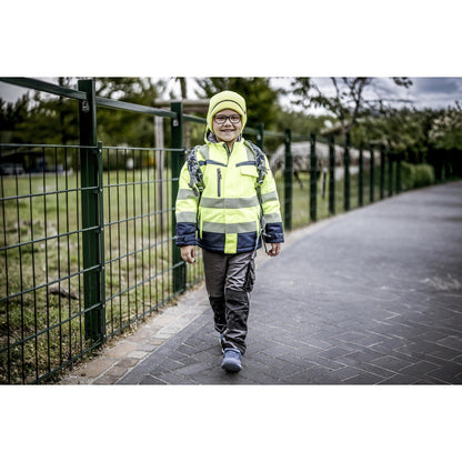 NITRAS MOTION TEX VIZ PLUS KIDS, veste d'hiver haute visibilité, jaune fluo / bleu marine