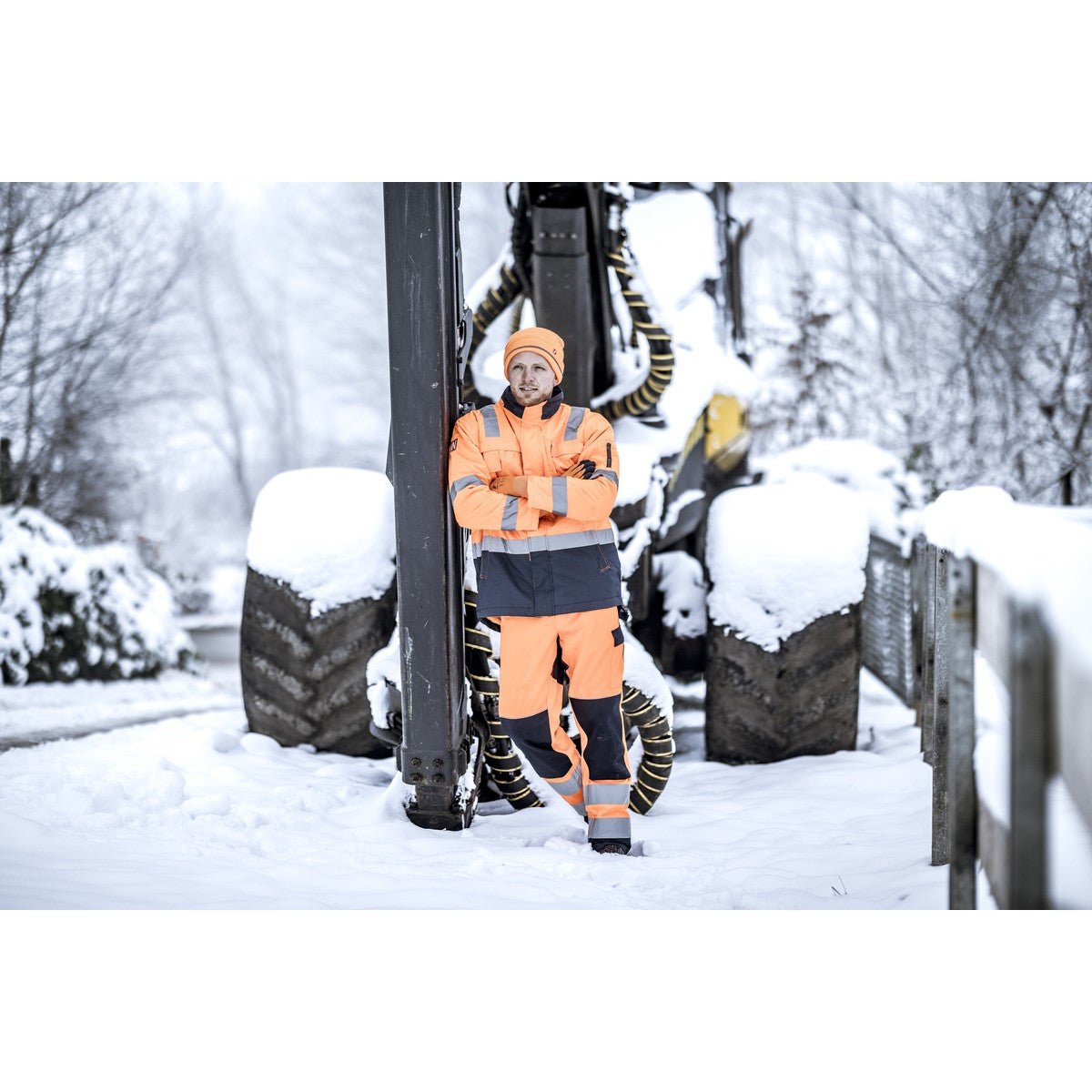 NITRAS MOTION TEX VIZ, parka haute visibilité, orange fluo/bleu marine