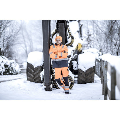 NITRAS MOTION TEX VIZ, parka haute visibilité, orange fluo/bleu marine
