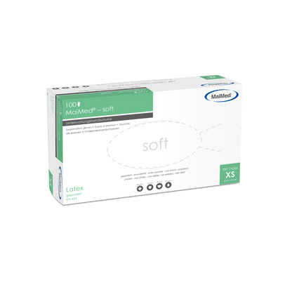 Gants d'examen MaiMed-soft en latex, non stériles, poudrés, 100 pièces/boîte