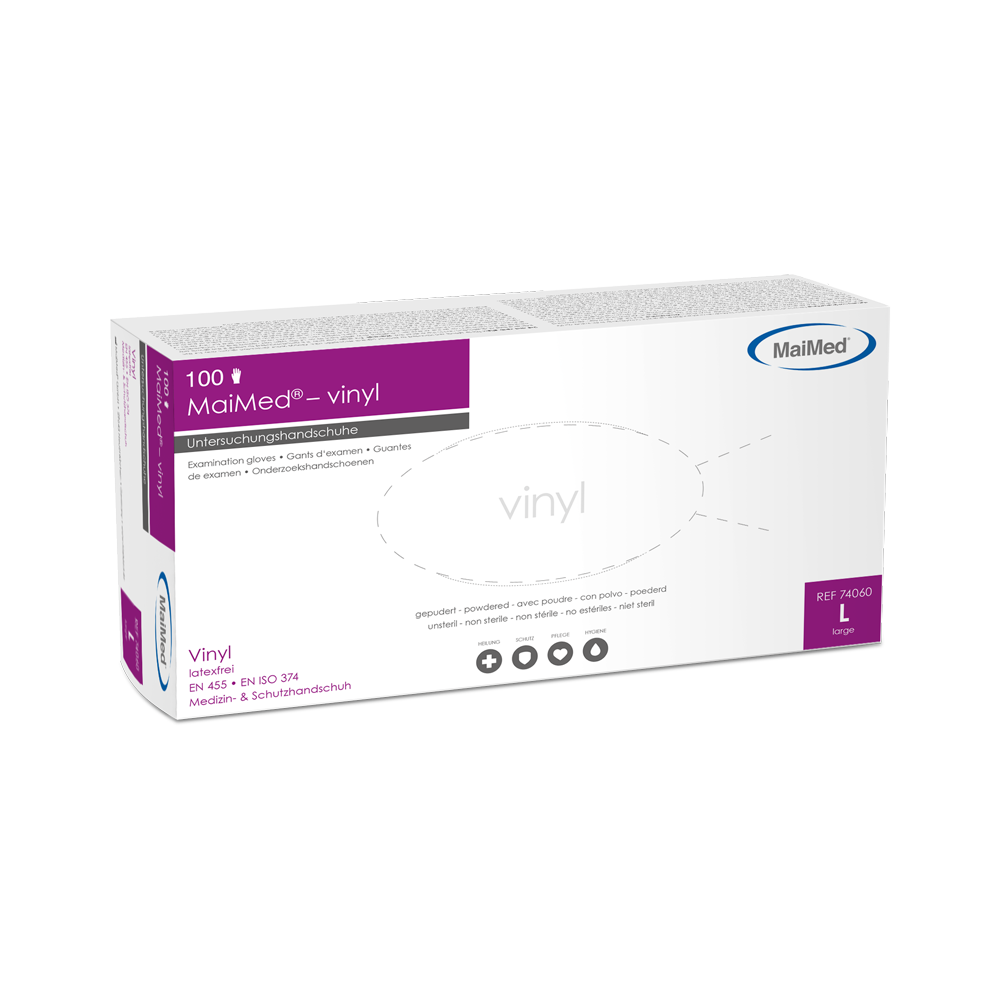 Gants d'examen MaiMed-vinyle, non stériles, poudrés, 100 pièces/boîte