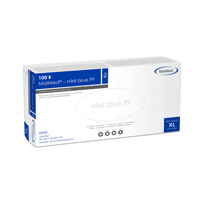 MaiMed-bleu nitrile PF Bleu, non stérile, poudre. Gants sans latex 100 pièces/boîte