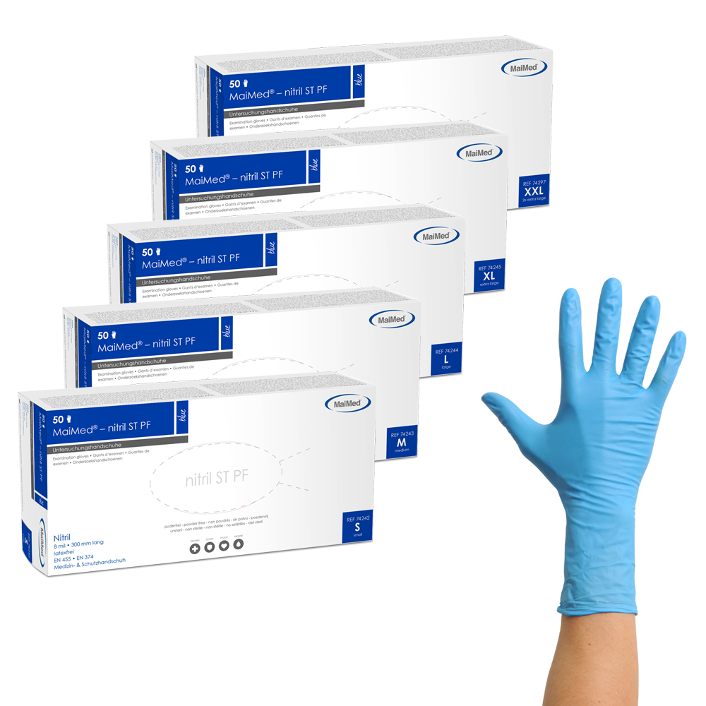 MaiMed-nitrile bleu, gants de protection non stériles, non poudrés, épaisseur 8 mil 50 pièces/boîte