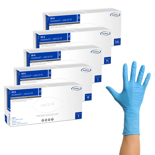 MaiMed-nitrile bleu, gants de protection non stériles, non poudrés, épaisseur 8 mil 50 pièces/boîte