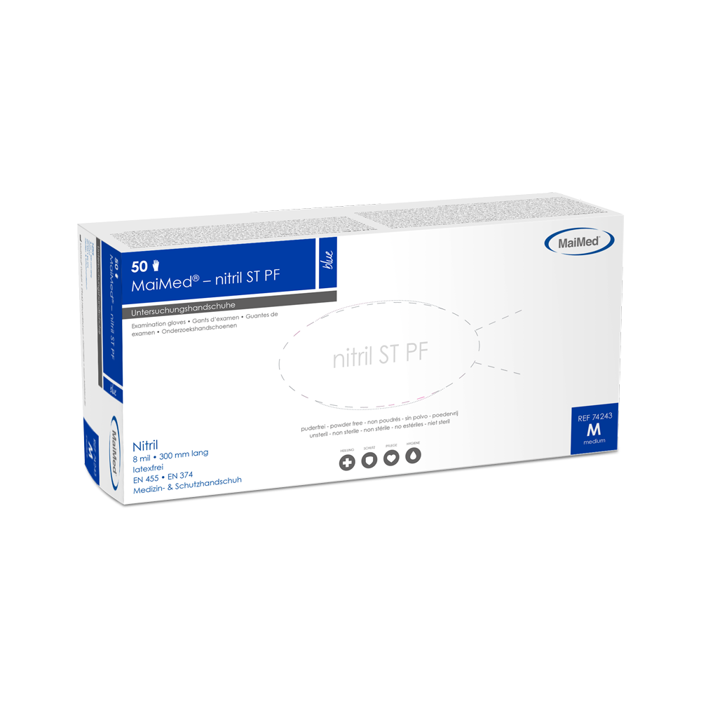 MaiMed-nitrile bleu, gants de protection non stériles, non poudrés, épaisseur 8 mil 50 pièces/boîte