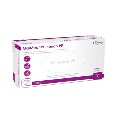 Gants jetables en vinyle MaiMed vi-touch, non poudrés, 100 pièces/boîte