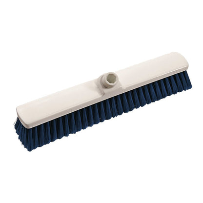 Le balai intérieur Diversey Deutschland (400x60x50 mm, doux) dispose de poils doux en bleu et d'une base en plastique blanc avec un trou fileté central pour la fixation du manche - parfait pour le nettoyage des espaces intérieurs.