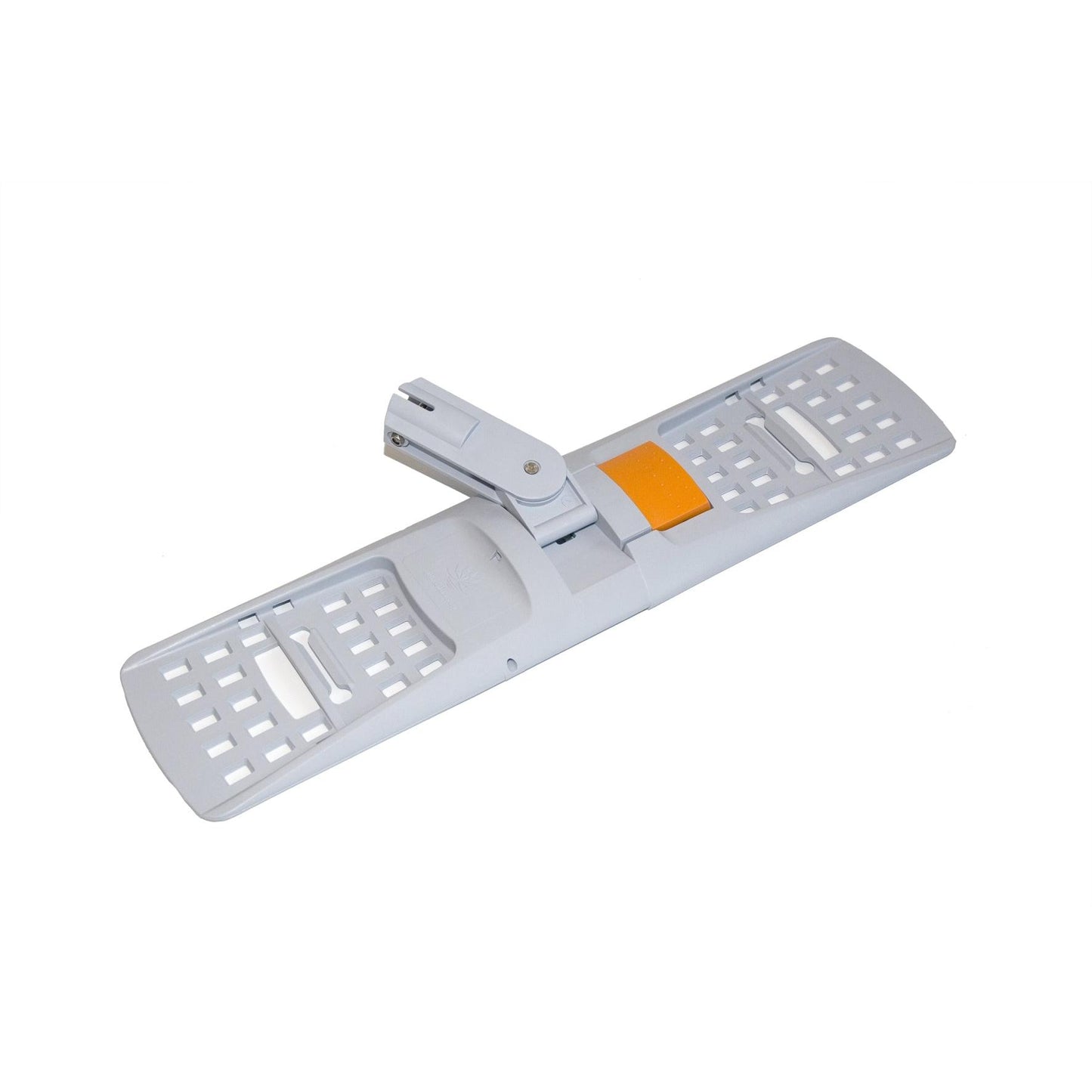 Le support pliant TASKI Multi Mop (50 cm) de Diversey Deutschland GmbH & Co. OHG est une tête de balai en plastique avec un centre pliable et un bouton orange pour la fixation du manche et du tampon - idéal pour le nettoyage des sols. Emballage : 1 pièce.