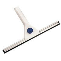 Der Fensterwischer, weiß, 350 mm von Diversey Deutschland GmbH & Co. OHG sorgt mit schwarzer Gummilippe an der silbernen Metallkante für streifenfreie Glasreinigung; im Karton (2 Packungen) erhältlich.