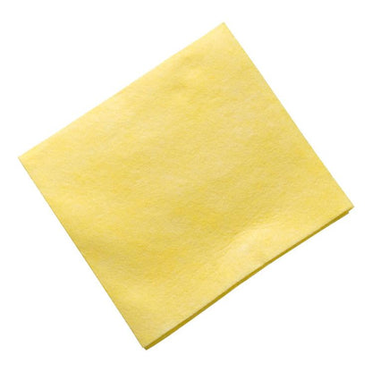 Un seul chiffon de surface TASKI Allegro Light jaune de Diversey Deutschland GmbH & Co. OHG est plié en diagonale et se tient sur un fond blanc.