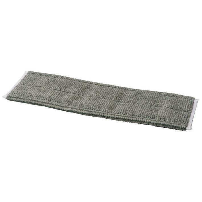 Un tampon de vadrouille TASKI MicroEasy Scouring Mop HD rectangulaire gris de Diversey Deutschland avec un tissu texturé et des bords blancs pour le nettoyage des sols à haute adhérence est représenté à plat sur un fond blanc.