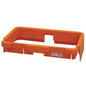 Un cadre de couverture TASKI Nano orange (75-110L) de Diversey Deutschland GmbH & Co. OHG, conçu pour le support de seau en tissu Nano 75-110L (support double 7518886), dispose de fentes, d'une découpe et d'une étiquette à code-barres dans un coin sur fond blanc.