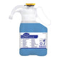 Une bouteille de 1,4 litre de nettoyant d'entretien désodorisant Diversey TASKI Sprint Flower SD (liquide bleu) est équipée d'une poignée, d'une buse et d'une étiquette multilingue. Marque : Diversey Deutschland GmbH & Co. OHG.
