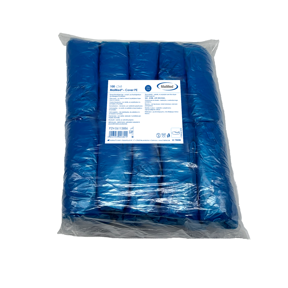 Couvre-chaussures MaiMed-Cover PE Couvre-chaussures jetables en PE, bleus, 100 pièces/paquet. | Paquet (100 pièces)