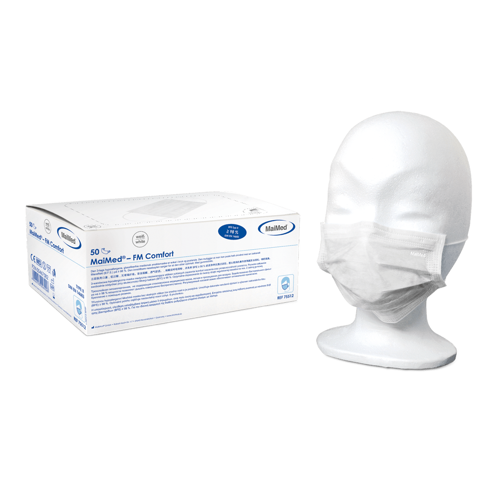 Masque chirurgical MaiMed-FM Comfort, non stérile, 3 épaisseurs, 50 pièces/boîte