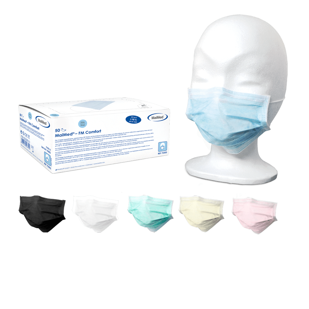 Masque chirurgical MaiMed-FM Comfort, non stérile, 3 épaisseurs, 50 pièces/boîte
