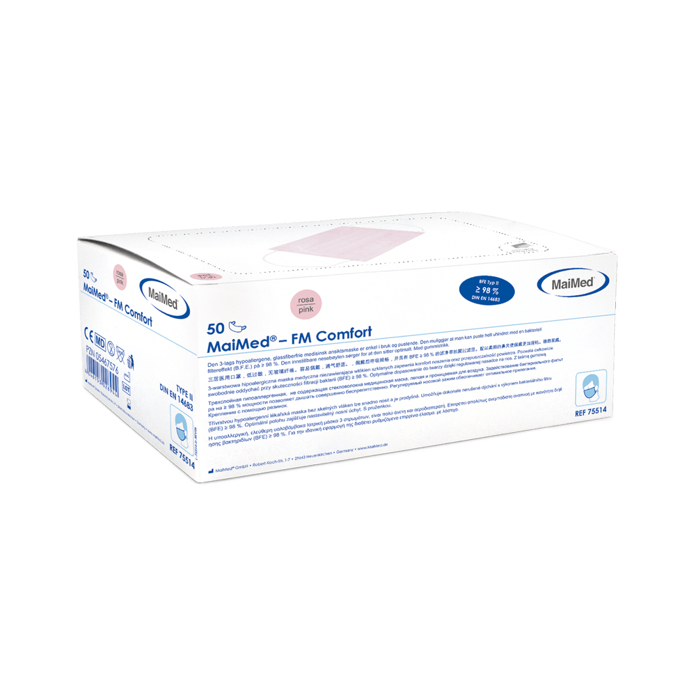 Masque chirurgical MaiMed-FM Comfort, non stérile, 3 épaisseurs, 50 pièces/boîte