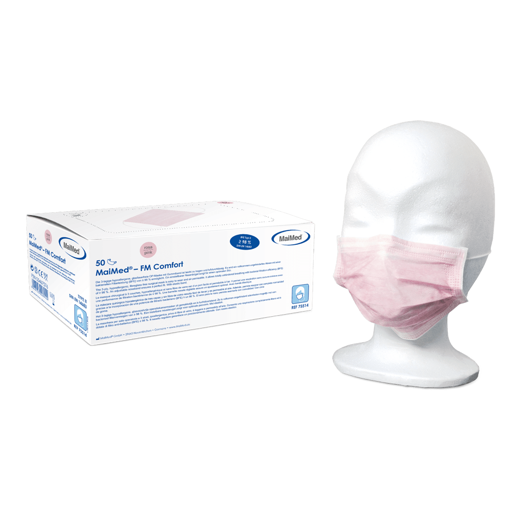 Masque chirurgical MaiMed-FM Comfort, non stérile, 3 épaisseurs, 50 pièces/boîte