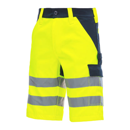 NITRAS MOTION TEX VIZ, pantalon de travail haute visibilité, court