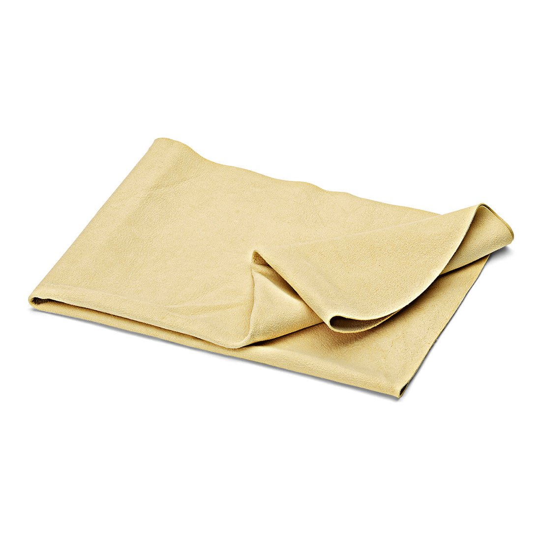 Une peau de chamois Nölle Profi Brush beige (78 x 56 cm, peau de mouton), légèrement irrégulière sur les bords, repose sur un fond blanc - idéale pour un nettoyage sans traces. Marque : Nölle Profi Pinsel Bürsten- & Pinseltechnik e.K.