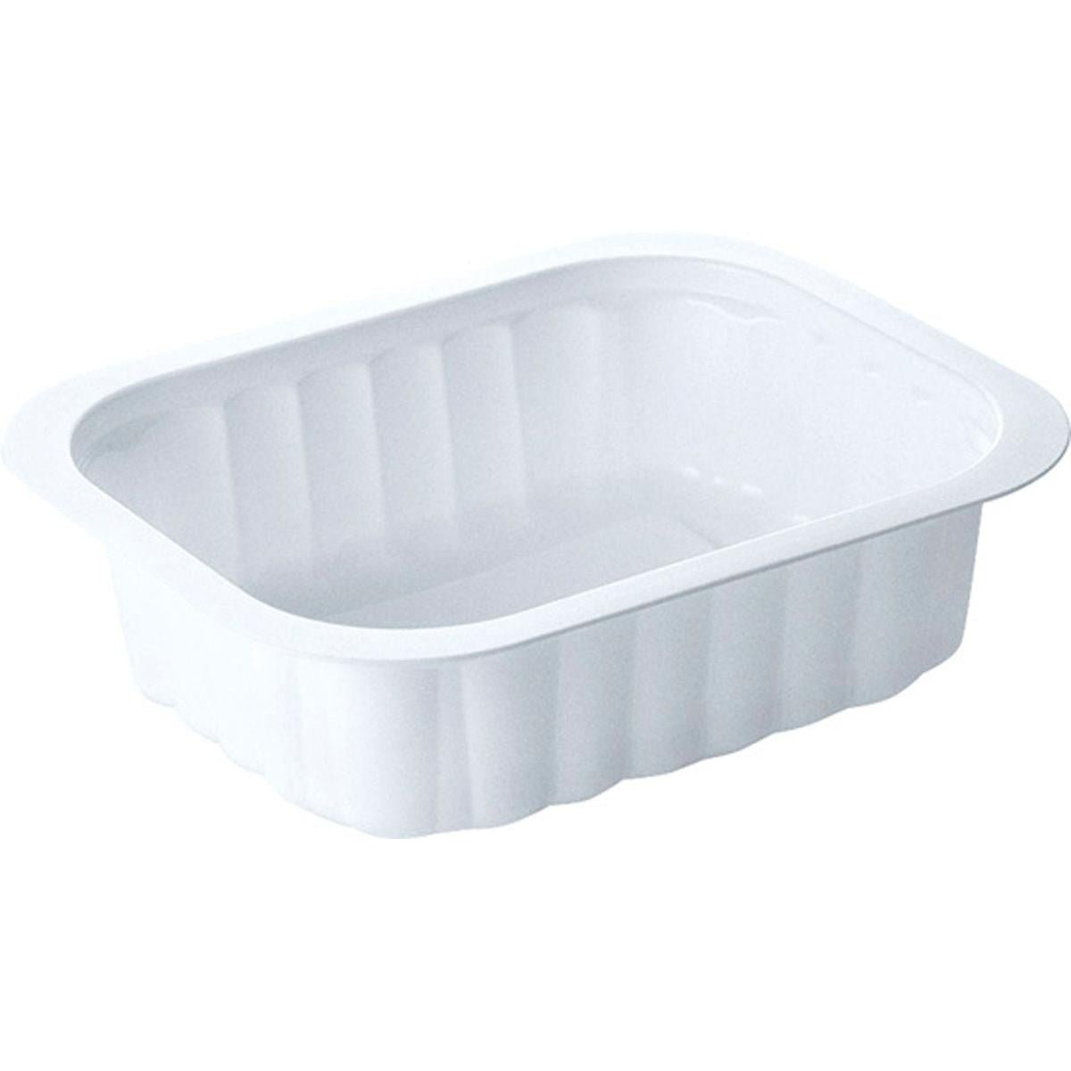 Le plateau PP blanc PP 138x114 de Duni GmbH est un plateau rectangulaire blanc avec des côtés légèrement évasés et un large bord, illustré sur un fond uni.