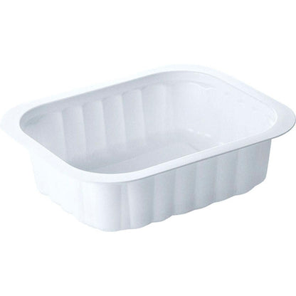 Le plateau PP blanc PP 138x114 de Duni GmbH est un plateau rectangulaire blanc avec des côtés légèrement évasés et un large bord, illustré sur un fond uni.