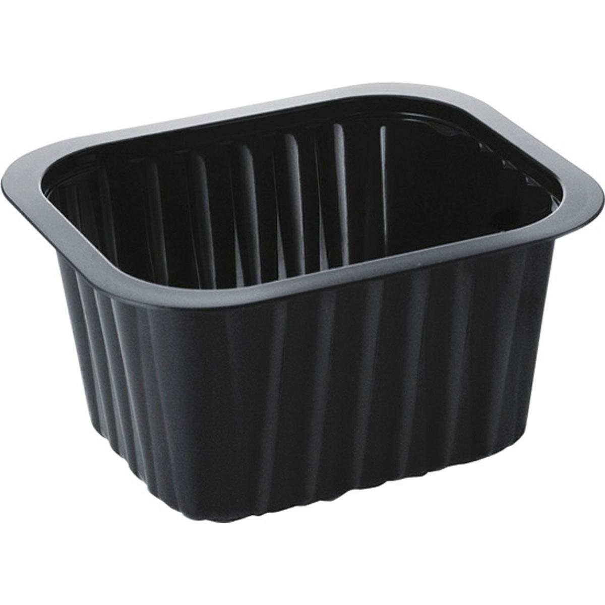 Le plateau PP noir PP 138x114 de Duni GmbH est un plateau en plastique rectangulaire noir avec des côtés cannelés et un large bord, souvent utilisé dans la restauration pour emballer ou servir des plats.
