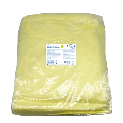 MaiMed-Coat ViruGuard, blouse de protection en polaire, poignets BW jaunes, 140x140cm, 10 pièces/paquet Série : Protect | Paquet (10 pièces)