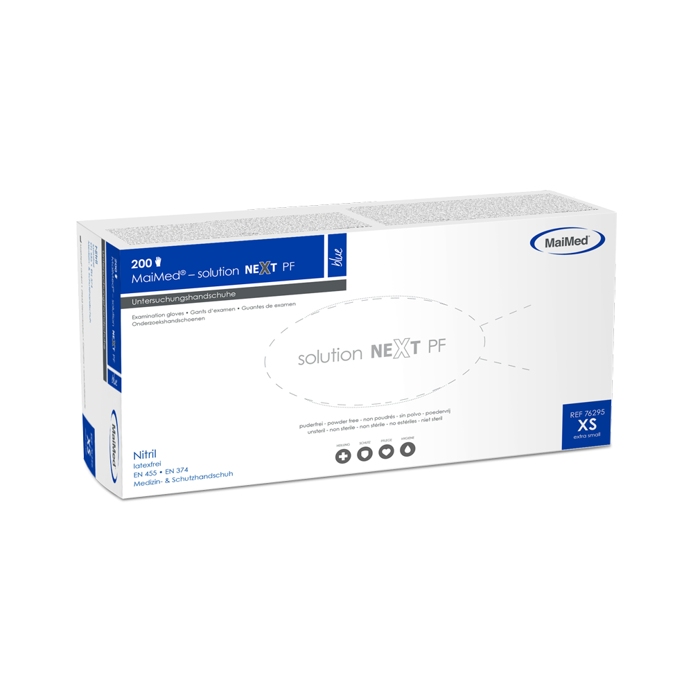 Gants en nitrile bleus MaiMed-solution next, non stériles, sans latex, 200 pièces/boîte