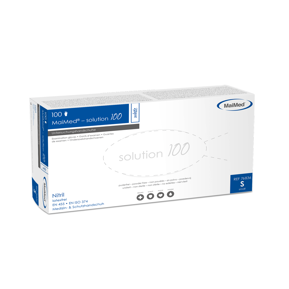 MaiMed-solution 100 blanc non stérile, gant sans latex, blanc, 100 pièces/boîte