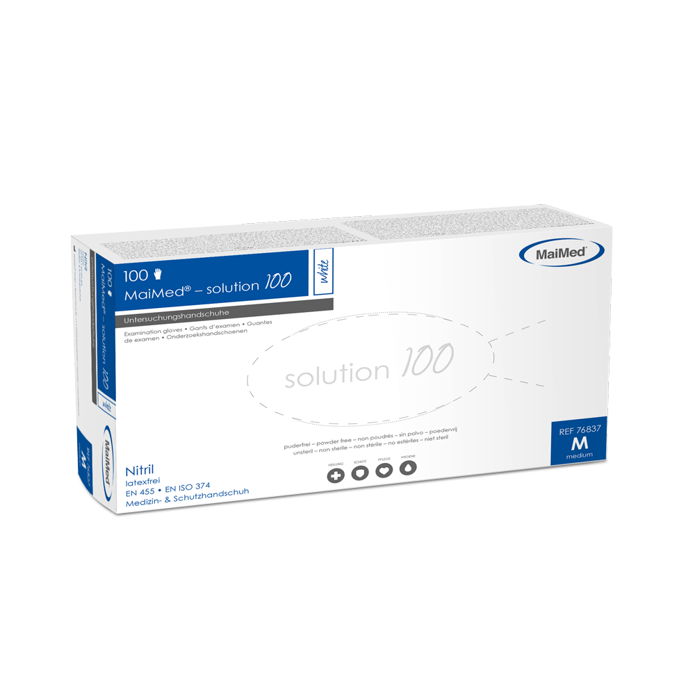 MaiMed-solution 100 blanc non stérile, gant sans latex, blanc, 100 pièces/boîte