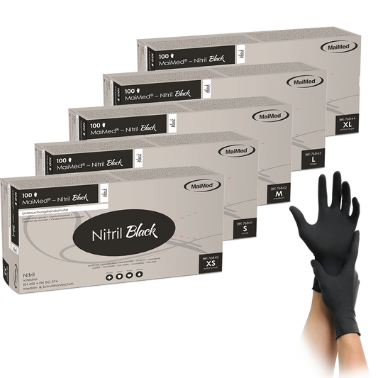 MaiMed-Nitrile Black gants noirs, non stériles, non poudrés et sans latex 100 pièces/boîte