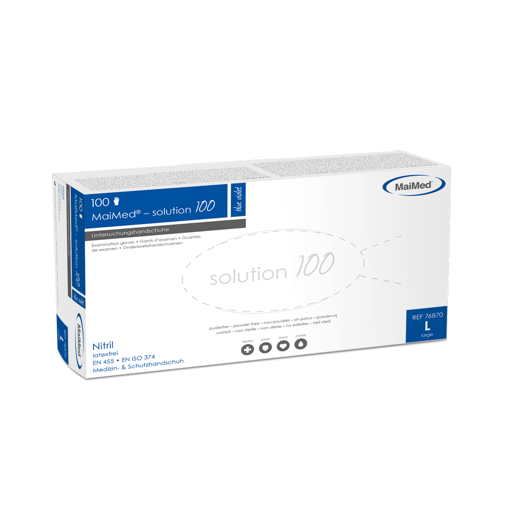 MaiMed-solution 100 gants sans latex, bleu violet, non stériles, non poudrés, 100 pièces/boîte