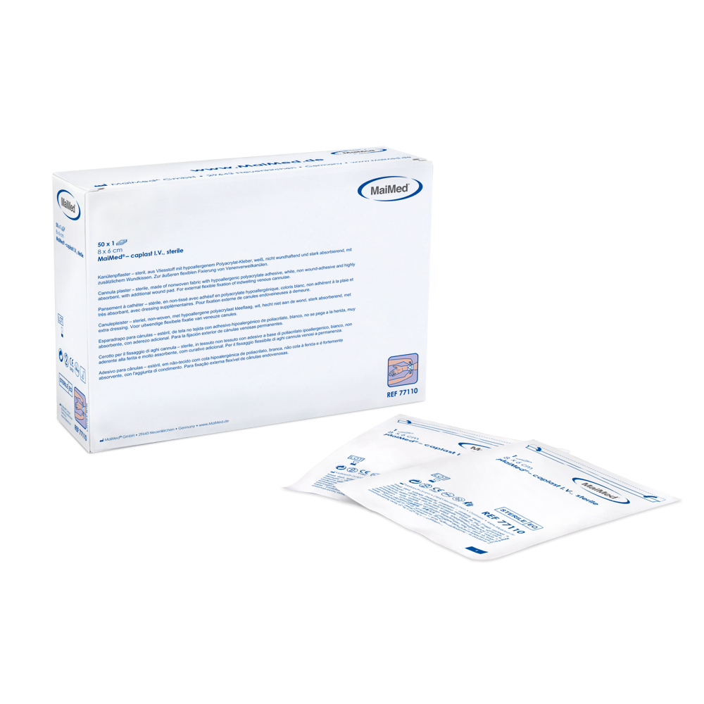 MaiMed-caplast I.V. pansement canule stérile 8x6cm avec coussinet pour plaie 50x1 pièce/boîte | Boîte (50 pièces)