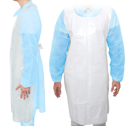 MaiMed-Apron Light PE, tablier en PE 75x120cm blanc, 100 pièces/paquet, bloqué, surface lisse | Paquet (100 pièces)