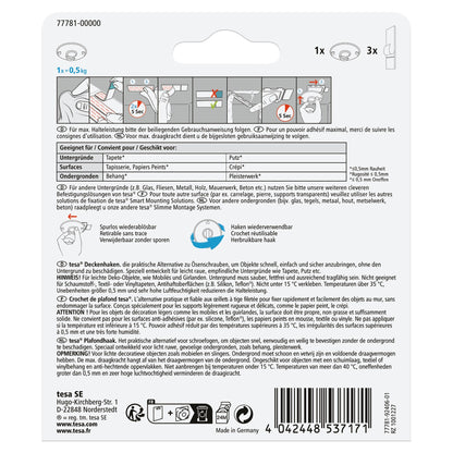 Crochet de fixation au plafond tesa pour papier peint et crépi, blanc, jusqu'à 0,5 kg