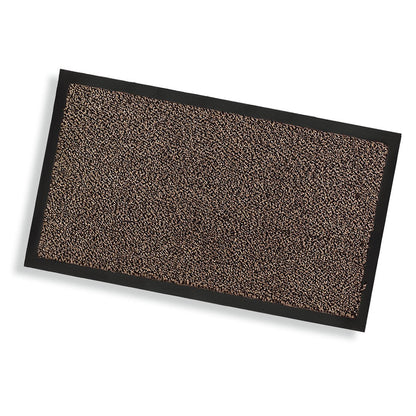 Un tapis de sol anti-salissures rectangulaire Nölle Profi Brush brun chiné de Nölle Profi Brush Bürsten- & Pinseltechnik e.K. avec une surface structurée et un bord noir, représenté de dessus sur fond blanc.