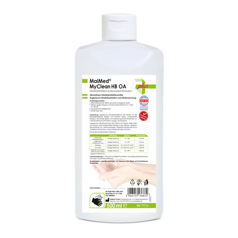 MaiMed MyClean HB OA désinfection des mains biocide, sans alcool, 500 ml/flacon, 1 pièce | Bouteille (500 ml)