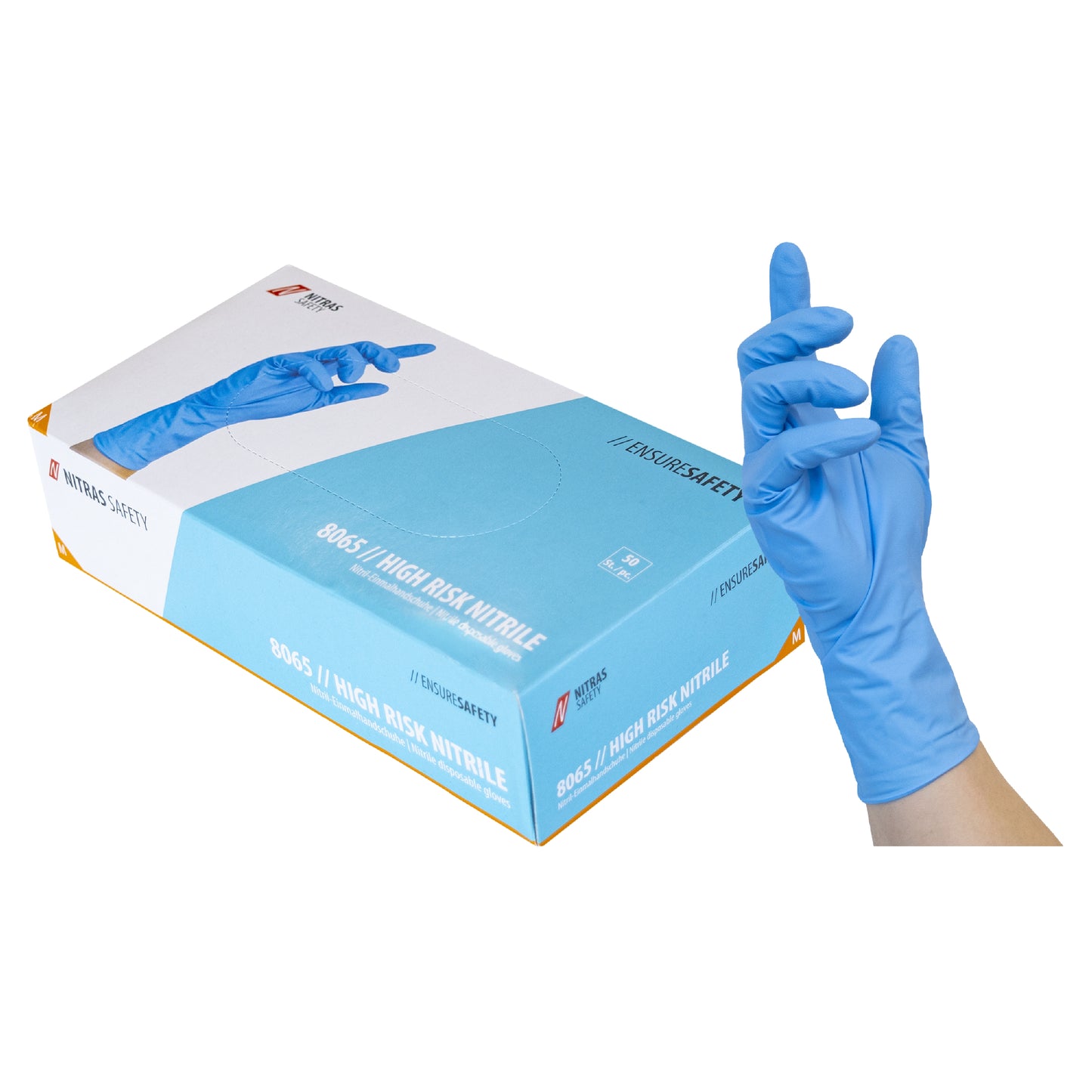 NITRAS HIGH RISK NITRILE, gants jetables en nitrile, bleu