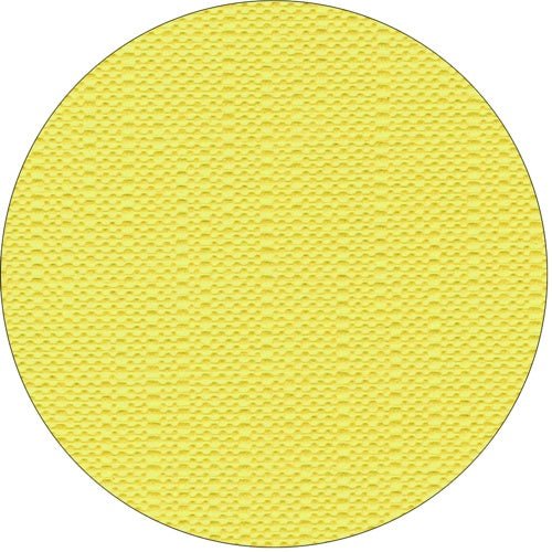 Sur un fond blanc est représentée une oblate ronde jaune avec une surface en grille, rappelant le design de haute qualité de la nappe tissu « ROYAL Collection » 120 cm x 180 cm de PAPSTAR GmbH.