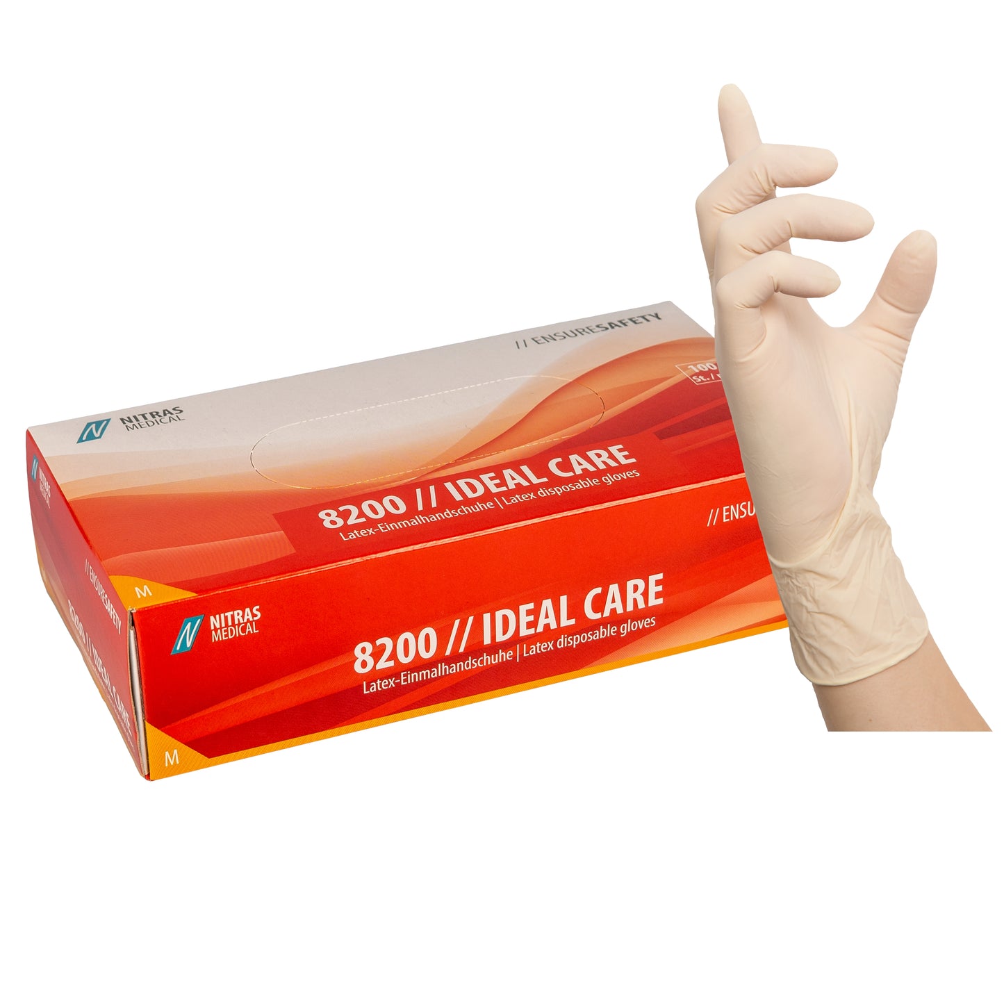 NITRAS IDEAL CARE, gants jetables en latex, couleur naturelle