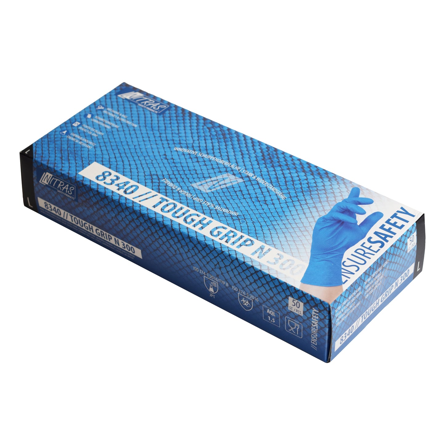 NITRAS TOUGH GRIP N 300, gants jetables en nitrile, bleu