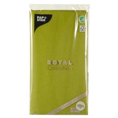 Une nappe de PAPSTAR GmbH de la « ROYAL Collection » (120 x 180 cm) avec un branding visible et des logos de certification écologique est parfaite pour une table élégamment dressée.